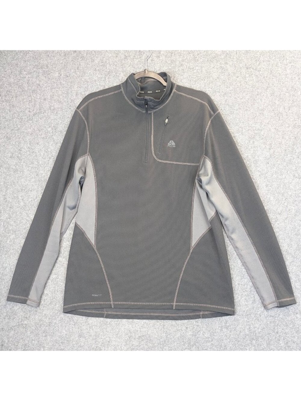 Nike ACG Mens XL 1/4 Zip Pullover Gray Athletic Fit Knit Sweatshirt Hiking Top